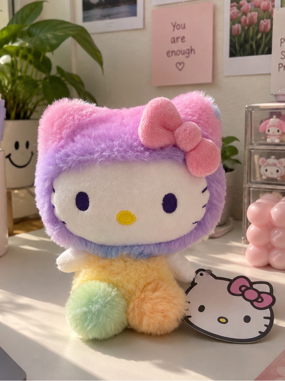 Hello Kitty Pastel Plush Rainbow Bow Kids